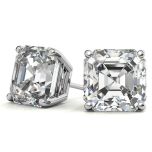  Asscher Moissanite Basket Stud Earrings With Low Profile