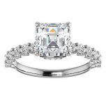 U Prong Style Asscher cut Moissanite Engagement Ring