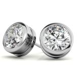 Bezel Round Moissanite Earrings