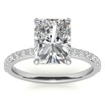 Claw Prongs Emerald Cut Moissanite Engagement Ring