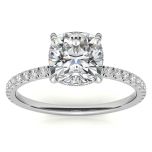 Cushion  Collar Cut Moissanite Engagement Ring With Accent Stone