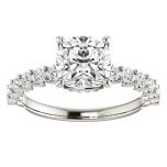 U Prong Style Cushion cut Moissanite Engagement Ring