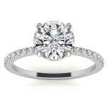 Round Cut Collar Moissanite Engagement Ring With Accent Stones