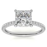 Princess Collar Cut Moissanite Engagement Ring With Accent Stone