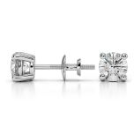 Round Four Prong Natural Diamond Stud Earrings ( F/VS2)
