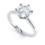 0.50CT - 3.0CT Six Claw Round Solitaire Lab Created Diamond Engagement Ring