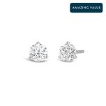 Round Three-Prong Natural Diamond Stud Earrings ( G-H/SI1)