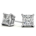 4-Prong Princess Cut Moissanite Stud Earrings