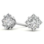 Princess Moissanite  Stud Earrings with Corners Out