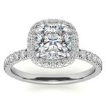 Cushion Encircled  Cut Moissanite Engagement Ring Halo