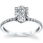 Oval Cut Collar  Moissanite Engagement Ring With Accent Stone 