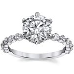 Six Prong  Round Cut  Moissanite Engagement Ring With Hidden halo