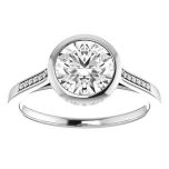 Petite Bezel Round cut Moissanite Engagement Ring