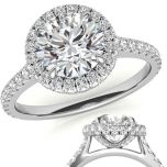 Round Solitaire Moissanite Engagement Ring With Double Halo