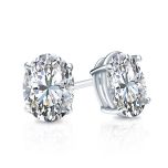 0.50 - 8.0 CTW Oval Moissanite Basket Stud Earrings In 14k/18k Gold