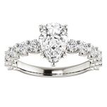 U Prong Style Pear cut Moissanite Engagement Ring