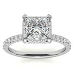 Princess Petite pave  Cut Moissanite Engagement Ring With Accent Stone