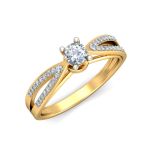 Round Moissanite Solitaire Engagement Ring With Split Band