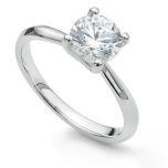 0.50CT - 3.0CT Round Solitaire Lab Created Diamond Engagement Ring With Claw Prongs