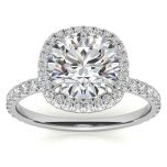 Round Encircled  Cut Moissanite Engagement Ring Halo