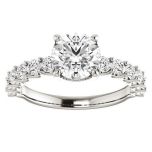 U Prong Style Round cut Moissanite  Engagement Ring