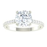 4- Prongs Round Solitiaire Moissanite Engagement Ring With Accent Stone