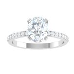 Oval Solitiaire Moissanite Engagement Ring With Accent Stone - 4- Prongs 