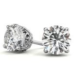 Scroll Butterfly Round Moissanite Stud Earrings