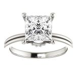 Princess Cut Encircled Moissanite Engagement Ring Halo