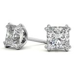 Princess Moissanite Stud Earrings with Split Prong