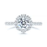 0.50Ct - 3.0Ct Round Custom Lab Created Diamond Halo Engagement Ring In 14k/18k Gold