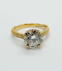 0.50CT - 3.00CT Round Cut Hidden Halo Pave Set Accented Lab Created Diamond Solitaire Engagement Ring