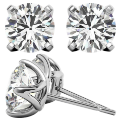 1.0 - 10.0 Carat 4 - Prong Trellis Style Lab Diamond Stud Earrings ( H - I / VS1-VS2 )