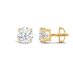 0.25  - 5.0 CT Four Prong Round Brilliant Lab Created Diamond Stud Earrings (  D - E / VS1-VS2 )
