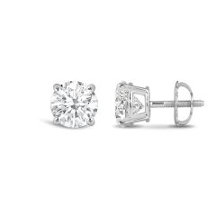 0.25  - 5.0 CT Four Prong Round Brilliant Lab Created Diamond Stud Earrings (  F - G / VS1-VS2 )